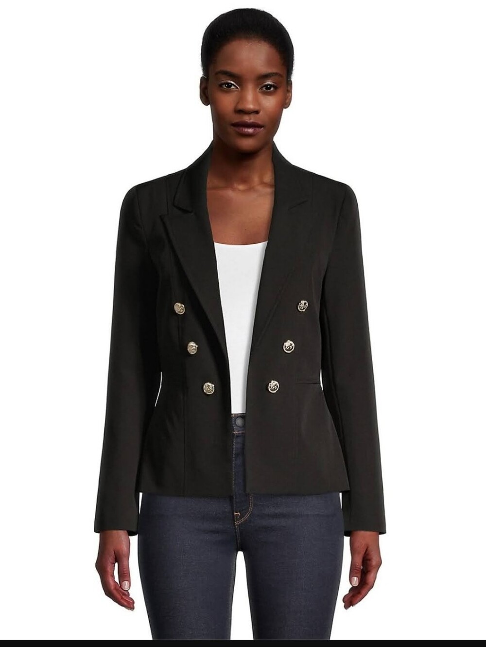 NWT Lipsy Black Double-Breasted Blazer with Gold Buttons Sz 4